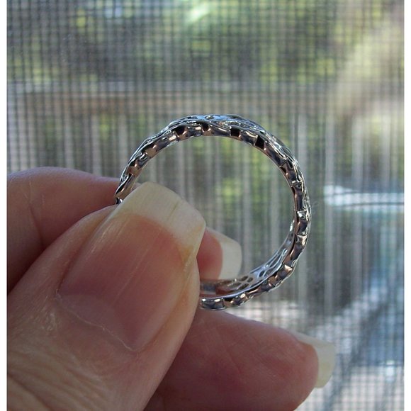 925 STERLING SILVER Celtic Autumn Open Work Eternity Band Ring - Picture 7 of 15
